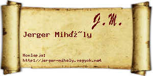 Jerger Mihály névjegykártya